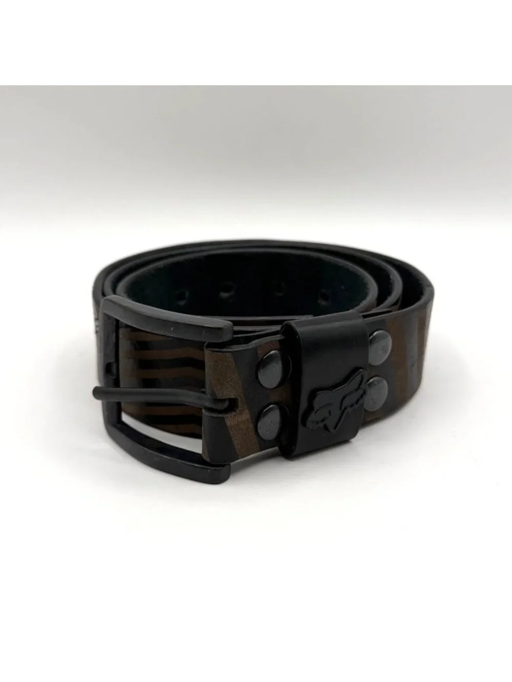 Fox Racing Brown & Black Mixed Stripe Genuine Leather Belt